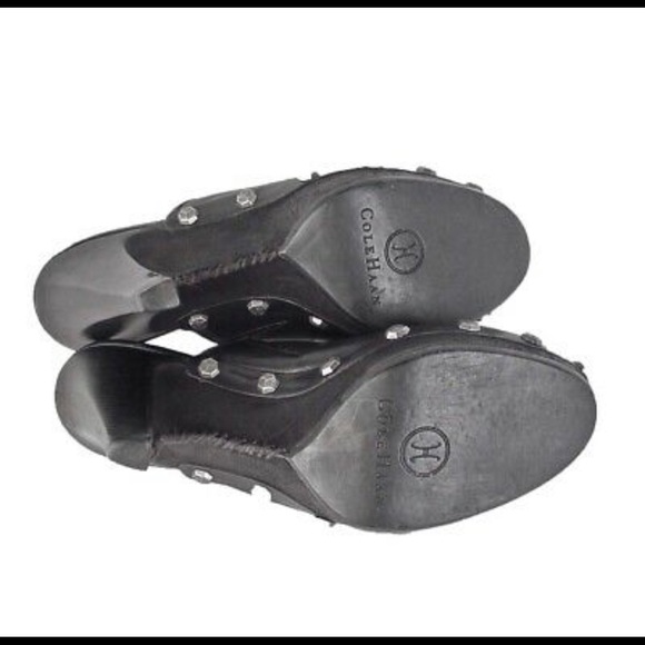 Cole Haan Black Studded Leather Clogs - Picture 7 of 7